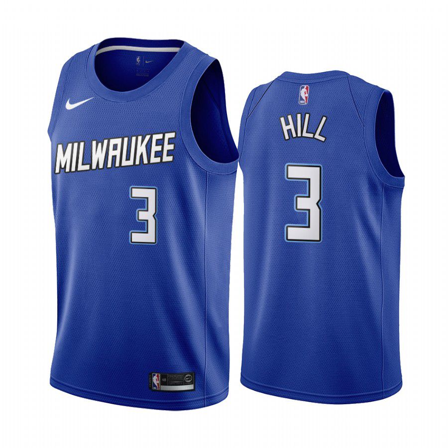 Men Milwaukee Bucks #3 george hill navy city edition new uniform 2020 nba jersey